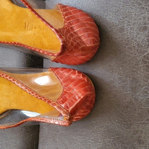 Berin Orangeand Clear Snakeskin Flats - Picture 5 of 6